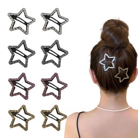 Hair Clip, Cute, Star-Shaped, Pentagram, Rhinestone, Colorful, Cute, Large, Star, Sparkling, Bangs, Hair Ornament, Hair Clip, Kids, Adults, Girls, Jewelry, Patch Closure (Set of 8)