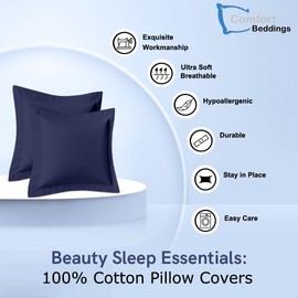 Comfort Beddings Heavy Quality 600 Thread Count 100% Egyptian Cotton Continental Pillow Cases Pack Of 2 - Navy Blue (Continental/Square Size 65 x 65 CM)