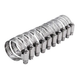 Roadformer 1.25" Worm Gear Hose Clamp - SAE 20 Size, Full Stainless Steel with 1/2" Band Working Range 21mm - 44mm Duct Clamp Pipe Clamp Worm Drive Hose Clamp Fuel Line Clamp (10 Pack, 21mm - 44mm)