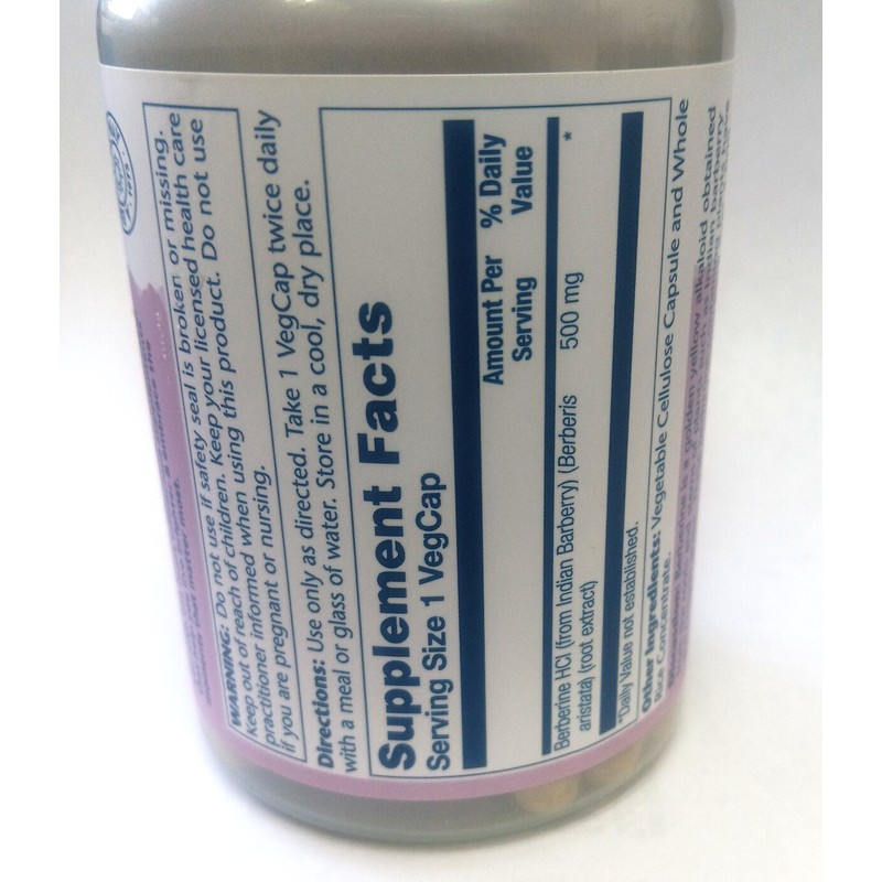 Solaray Berberine 100 Vegcaps 500mg Vital Extracts from Indian Barberry