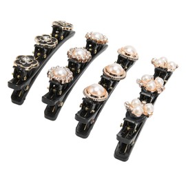 Pinzas para el Pelo Trenzadas con Piedra de Cristal Brillante para Mujer, 4 Pinzas para el Pelo Trenzadas con 3 Clips Pequeños para Niñas