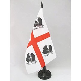 AZ FLAG SARDINIA NATIONALIST TABLE FLAG 5'' x 8'' - SARDINIAN INDEPENDENTIST DESK FLAG 21 x 14 cm - Black plastic stick and base