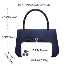 Milisente Women Wedding Party Evening Clutch Bags Clutches Handbags Crystal with Shoulder Chain, 334-Navy