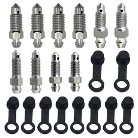 Pack of 10 Hollow Screw Bleeding Screw Set, M7 Screws, Comes with 10 Black Caps, Multiple Models, Including M6/M7/M8/M10/M10 x 1.25 Brake Caliper for Motorcycles, Tractors and Other Locomotive Instruments