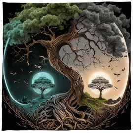 ZHOUSUFEN Trees of Life Altars Cloth Tarots Cards Tablecloth Divinations Cards Table Cloth Square Tapestry Witchcrafts Supply, 50x50cm