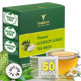 VINAREEN Soursop Leaves, 50 Count – Sugar-Free, Caffeine-Free, Gluten-Free Sour Sop Leaves for Wellness – Soursop Bitters Liquid Serving – Convenient Tea Bags