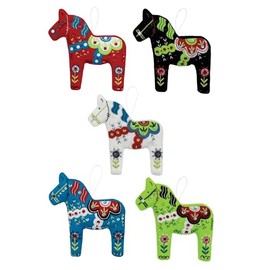 MerryStockings Dala Horse Felt Ornament Kit – Set of 5 Scandinavian-Inspired DIY Christmas Ornaments – Exclusive from