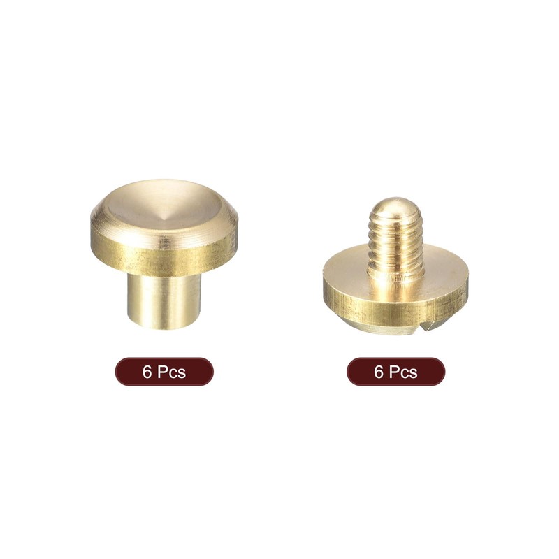 sourcing map 6Pack Brass Chicago Screws, 4x10mm Concave Screw Back