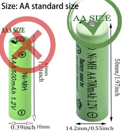 Yibatopow 8 Packs 1.2V AA 700mAh Ni-MH Rechargeable Batteries,Double A Solar Lights Battery for Outdoor String Lights, Pathway Lights