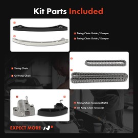 A-Premium Engine Timing Chain Kit W/Tensioner & Guide Compatible with Ford Explorer 2012-2019, Escape 2013-2019, Fusion 2013-2020, Focus 2013-2018, Edge, Mustang, Taurus, MKZ, MKC, MKT, 2.0L 2.3L