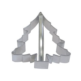 CybrTrayd Christmas Tree Cookie Cutter with Handle, Silver