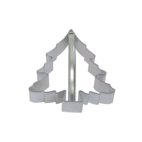 CybrTrayd Christmas Tree Cookie Cutter with Handle, Silver
