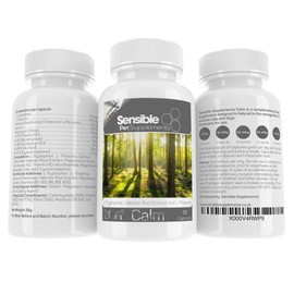 Sensible Pet Supplements 'Calm'. Calming supplement for dogs and cats. Containing L-Tryptophan, L-Theanine and Valerian root extract. 50 sprinkle capsules.