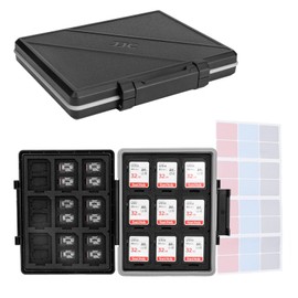 JJC High Capacity Memory Card Case Card Holder for SD SDXC SDHC Cards * 18 + MicroSD MSD TF Cards * 36, Water-Resistant Anti-Shock, with Card Stickers Label
