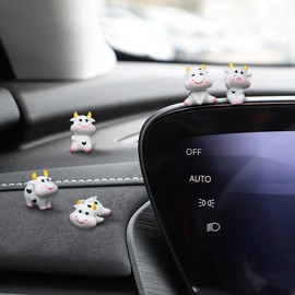 Cow Cute Dashboard Accessories Decorations, Set of 5 Cow Print Car Accessories for Women Interior, Mini Calf for Car Home Desk Gifts