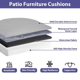 IPYNBAP Outdoor Chair Cushions Set of 4,Waterproof Outdoor Seat Cushions for Patio Furniture,Patio Chair Cushions with Ties,Round Corner Outdoor Chair Pads for Garden,17" x 16" x 2",Light Grey