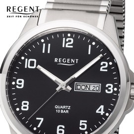 Regent 11090351 Men's Titanium Watch in Grey/Black 40 mm, Water Resistance: 10 Bar, 11090351