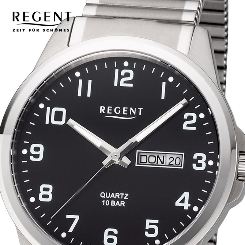 Regent 11090351 Men's Titanium Watch in Grey/Black 40 mm, Water