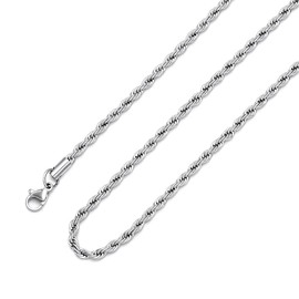 Giftall 8MM Rope Chain Necklace Stainless Steel Twist Rope Chain Necklace for Men Women 32 Inches