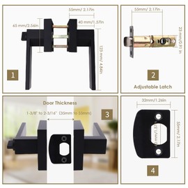 MEKOTRIN Matte Black Door Handle, Heavy Duty Entry Door Knob with Lock Keys, Copper Alloy Interior Privacy Door Lock for Hall and Closet Doors, Reversible for Right Left Side (1Pc)