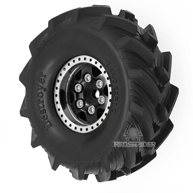 REDSPIDER 1.0 Beadlock Wheels and MUD Tires Set for 1/24