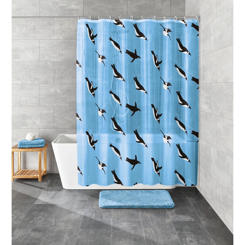 Kleine Wolke Penguin Shower Curtain 180 x 200 cm Blue