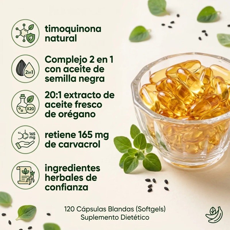 Aceite De Orégano Y Comino Negro - 2 Pack (240
