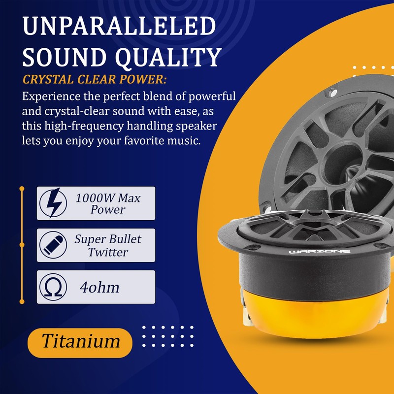 Warzone WZ37TW 3.71-Inch Super Tweeter Speaker, 4 Ohm, 1000W Max