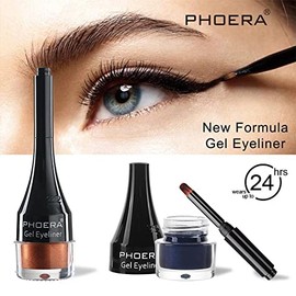 PHOERA GEL EYELINER LONG LASTING WATERPROOF SMUDGE PROOF 24H MAKEUP 10 SHADE UK (208 BLUE)