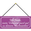 Metall Schild 27x10cm mit Kordel Mein Vorname dein Nachname passt