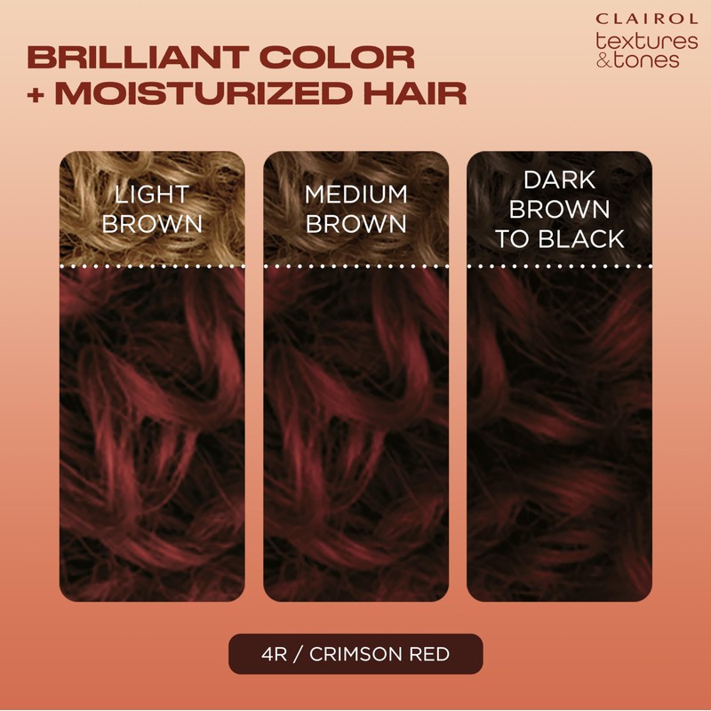 Clairol Textures & Tones Permanent Hair Dye, 4R Crimson Red