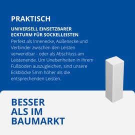 Universal Skirting Board Corner Tower MDF White (without Bevel) 65 mm Pack of 10