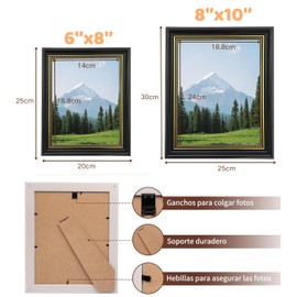 Juego de 2 Marcos de Fotos de 8x10 Pulgadas, Decoración para Pared o Escritorio, Ideal para Regalos (Negro)