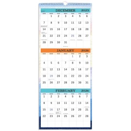 Booqool 2026 Wall Calendar - January 2026 - December 2026, 3-Month Display Vertical C