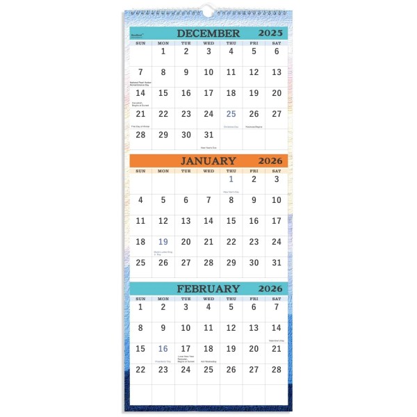 Booqool 2026 Wall Calendar - January 2026 - December 2026,