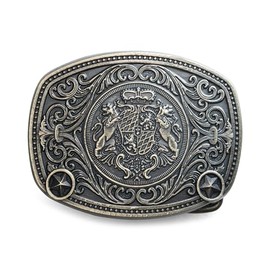 Schöneberger Trachten Couture Belt Buckle Deer & Coat of Arms, Interchangeable Buckle for 40 mm Belt – Lederhosen Costume Buckle Bavaria for Costume Belt, Crest / Antique Brass