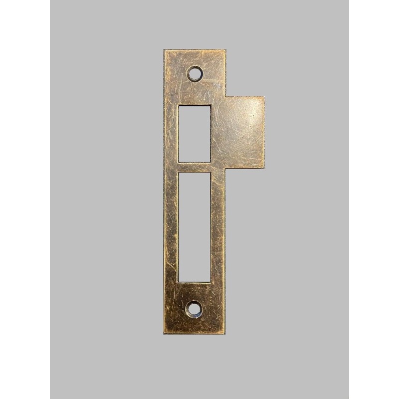 Antique Style Door Strike Plate, Mortise, Keeper, Striker, Brass, 4-3/8”