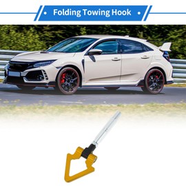 VekAuto Front/Rear Triangle Tow Hooks, Bumper Screw-on Tow Hook for Toyota Avanza Folding Racing Trailer Hook Aluminum Alloy Gold Tone