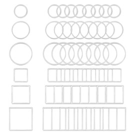 UNICRAFTALE 60 Pieces 2 Styles 3 Sizes Connecting Rings Stainless Steel Ring Square Connecting Rings Circle Frame Connectors Jewellery Links for Making Bracelet Chains Jewellery