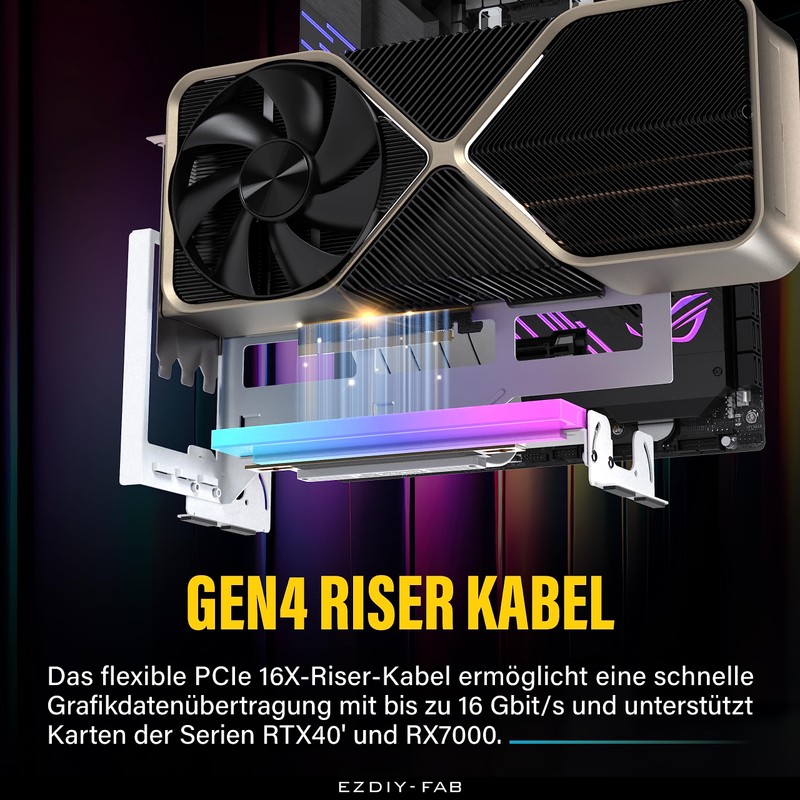 EZDIY-FAB PCIe 4.0 GPU Holder with ARGB LED Module, Multi-Angle