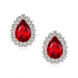 Clearine Teardrop Stud Earrings Crystal Wedding Bridal Oval Earrings for Wedding Party Prom Clear Silver Tone, Crystal, No Gemstone