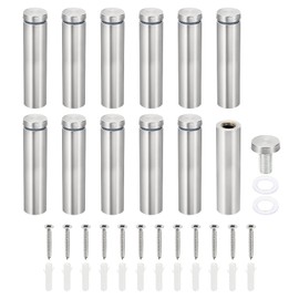 PATIKIL 3/4 x 3.2 inch Sign Standoff Screws, 12 Set Stainless Steel Wall Standoff Mounting Hardware Advertising Glass Nail for Hanging Acrylic Picture Frame Acrylic Panel, Silver