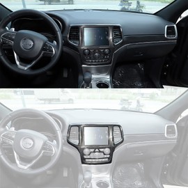Dashboard GPS Navigation Panel Trim Full Cover for 2014-2018 Jeep Grand Cherokee SRT8 ABS Interior Mouldings Black Carbon Fiber Look Car Styling 1-Pack