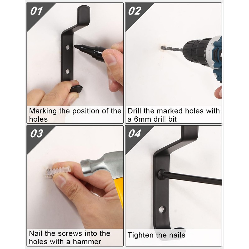 Kureny Pack of 12 Coat Hooks, Coat Hooks for Screwing,