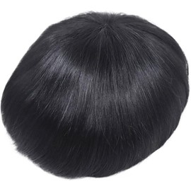 Tupé de encaje con perímetro PU for hombre, base Q6, cabello brasileño Remy, transpirable(7x10)