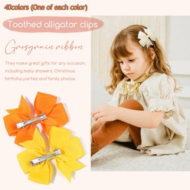 Baby Girl 3 Inch Boutique Grosgrain Ribbon Large Hair Bow Clips Alligator Clip Barrettes for Baby Girls Teens Toddlers Children Children Hair Accessories 40 Pack