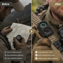Mini Compass and Thermometer for 20mm Rails – Clip-On Outdoor Direction and Temperature Gauge