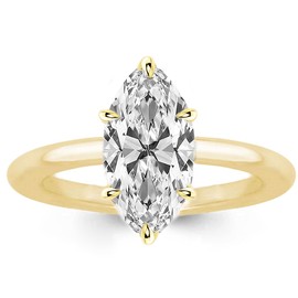 RURULUYA 2CT Elongated Marquise Cut Engagement Ring,Simulated Diamond Promise Ring,925 Sterling Silver 18K Yellow Gold Plated Ring(5#)