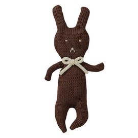 LAWKUL Baby Soft Toys 100% Cotton Bunny Rabbit Knit Toy Suitable from Birth Newborn Infant Boy Girls Brown
