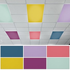 QOUBAI 6pcs Fluorescent Light Covers, 4 x 2 Feet Magnetic Light Cover Colorful Fluorescent Lights Shade Panel Ceiling Lights Filters for Office Classroom Home Drop Ceiling